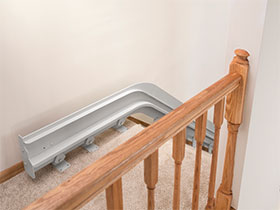 Bruno Elite curved stairlift overrun park position at top of stairs